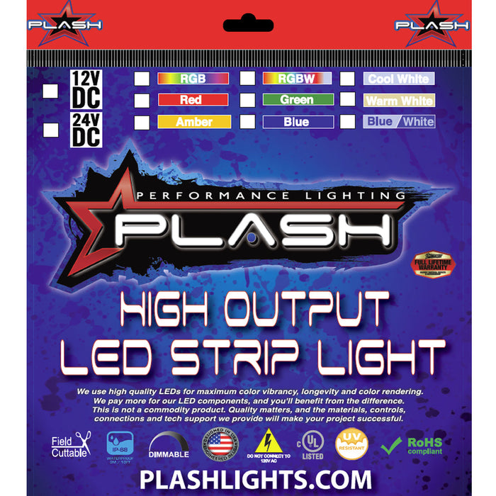 PlashLights 12v RGB Color Changing Waterproof Flexible Light Strip - Ip68 - 20' | FLS-RGB-68-20FT