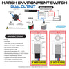 PlashLights REVERT Harsh Environment 22MM 3 Color Dual Output Push Button Switch - Stainless Steel | HPBS-DO-22-SS-M