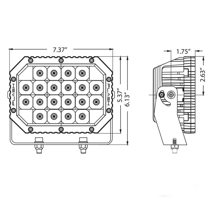 PlashLights Quad LED Search Light - White Marine Housing | QUAD-CB-WHT
