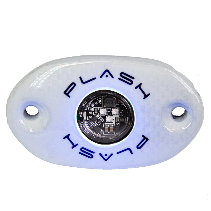 PlashLights Corpus - Blue Carbon Fiber LED Deck Light - White Housing | CF-RL-BLU-S-WHT