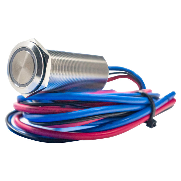 PlashLights REVERT Harsh Environment 22MM Dual Color Push Button Momentary - Stainless Steel | HPBS-22-SS-M