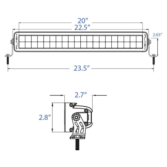 PlashLights 20" X2-Series LED Light Bar -  Straight - White Housing | X2-20-WHT