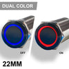 PlashLights REVERT Harsh Environment 22MM Dual Color Push Button On/Off Switch - Black | HPBS-22-BLK-L