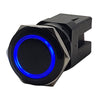 PlashLights Marine Push Button Switch - Blue LED - 40a - Black Anodized- On/Off - Latching | PL22BLK-L-BL
