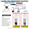 PlashLights REVERT Harsh Environment 19MM 3 Color Dual Output Push Button Switch - Black | HPBS-DO-19-BLK-M