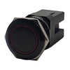 PlashLights Marine Push Button Switch - Red LED - 40a - Black Anodized-Momentary | PL22BLK-M-RD