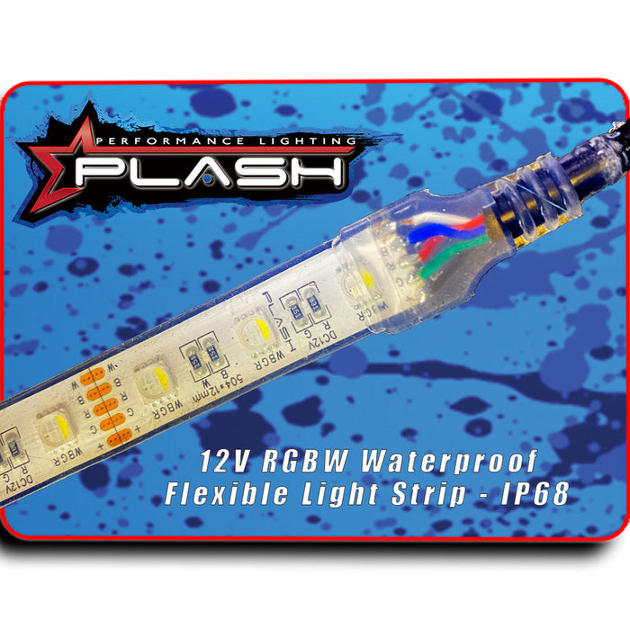 PlashLights 12v RGBW Color Changing Waterproof Flexible Light Strip - Ip68 - 8' | FLS-RGBW-68-8FT