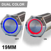 PlashLights REVERT Harsh Environment 19MM Dual Color Push Button On/Off Switch - Stainless Steel | HPBS-19-SS-L