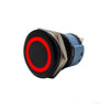 PlashLights Push Button Illuminated Switch - Ip67 - Red - Black Anodized - Momentary | PL22S-M-12VR-BLK