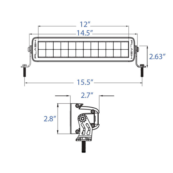 PlashLights 12" X2-Series LED Light Bar -  Straight - White Housing | X2-12-WHT