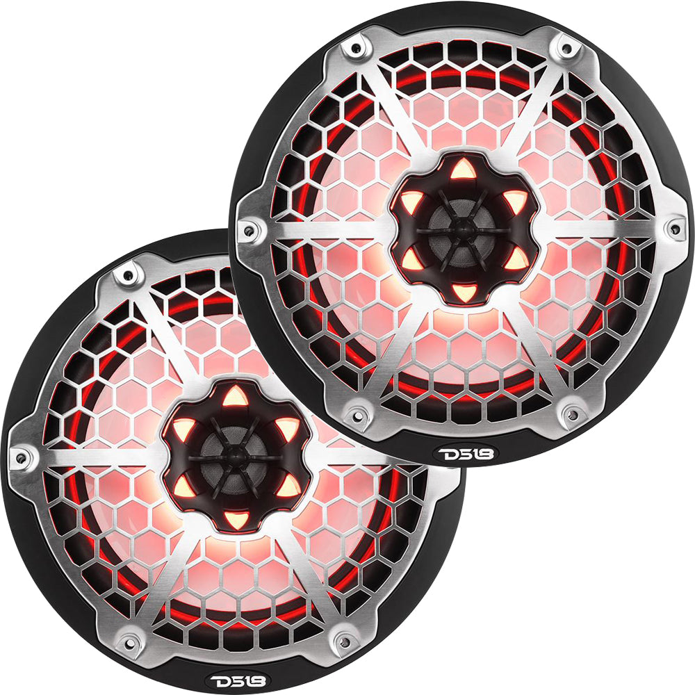 DS18 New Edition HYDRO 8" 2-Way Marine Speakers with RGB LED Lighting 375W - Black (NXL-8M/BK)