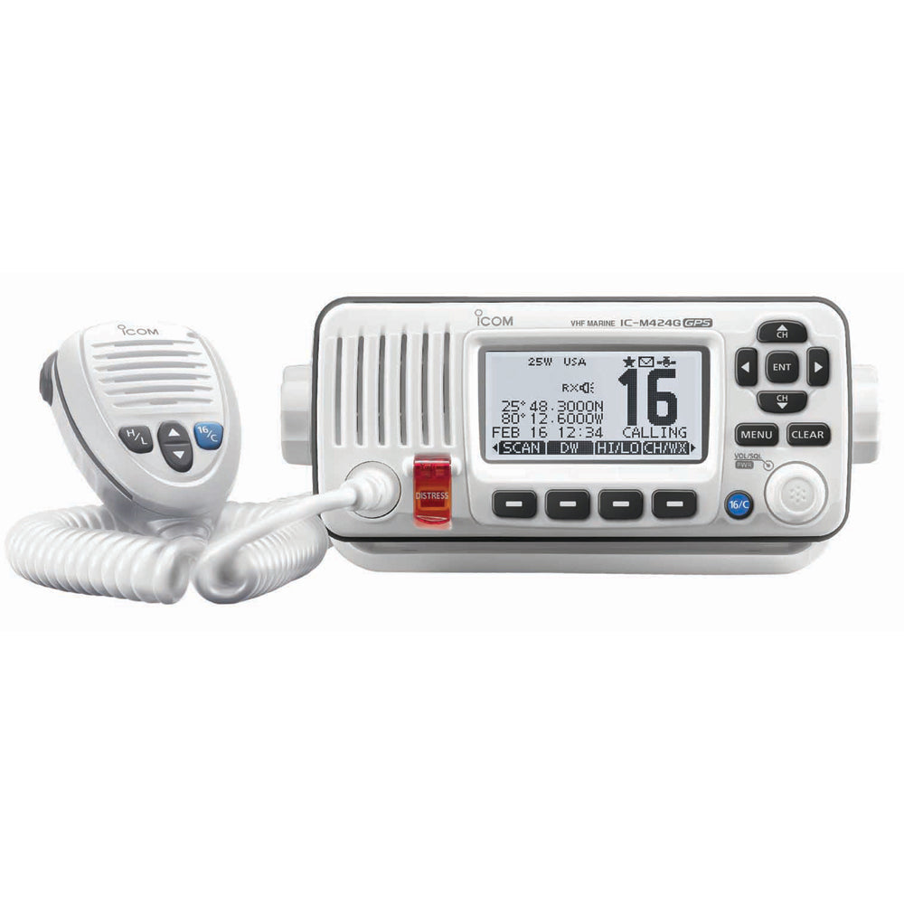 Icom IC-M424G Fixed-Mount VHF Marine Transceiver with Built-In GPS - White (M424G 42)