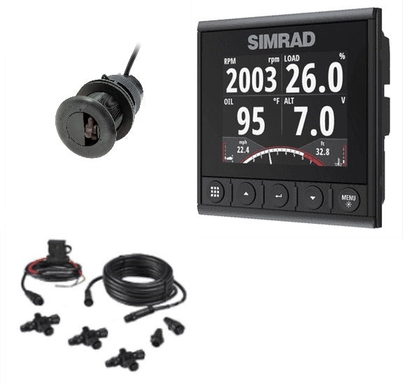 Simrad IS42 Speed/Depth Pack - IS42 Digital Display, DST810 Depth/Speed/Temperature Sensor Transducer, and NMEA 2000 Micro-C Backbone Kit (000-13293-002)