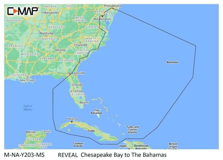 C-MAP Reveal NA-Y203 Chesapeake Bay to the Bahamas Nautical Chart - Marine Navigation microSD/SD Card (M-NA-Y203-MS)