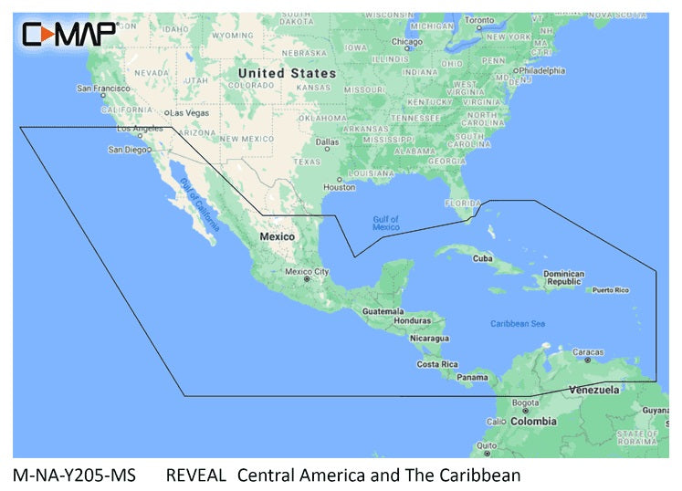C-MAP Reveal NA-Y205 Central America and Caribbean Nautical Chart - Marine Navigation microSD/SD Card (M-NA-Y205-MS)