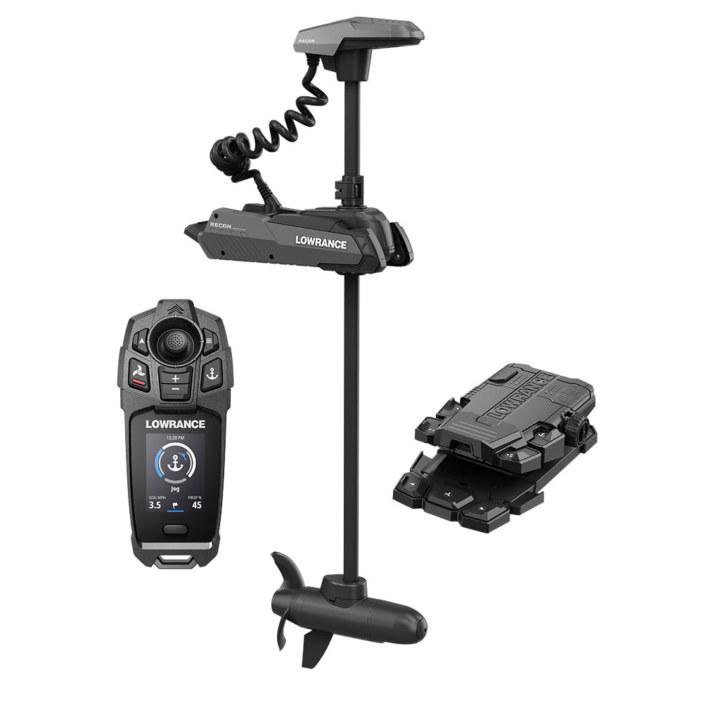 Lowrance Recon Freshwater 48" Shaft Trolling Motor with Freesteer Joystick Wireless Remote, Wireless Foot Pedal, and HDI CHIRP Nosecone Transducer (000-16172-001)