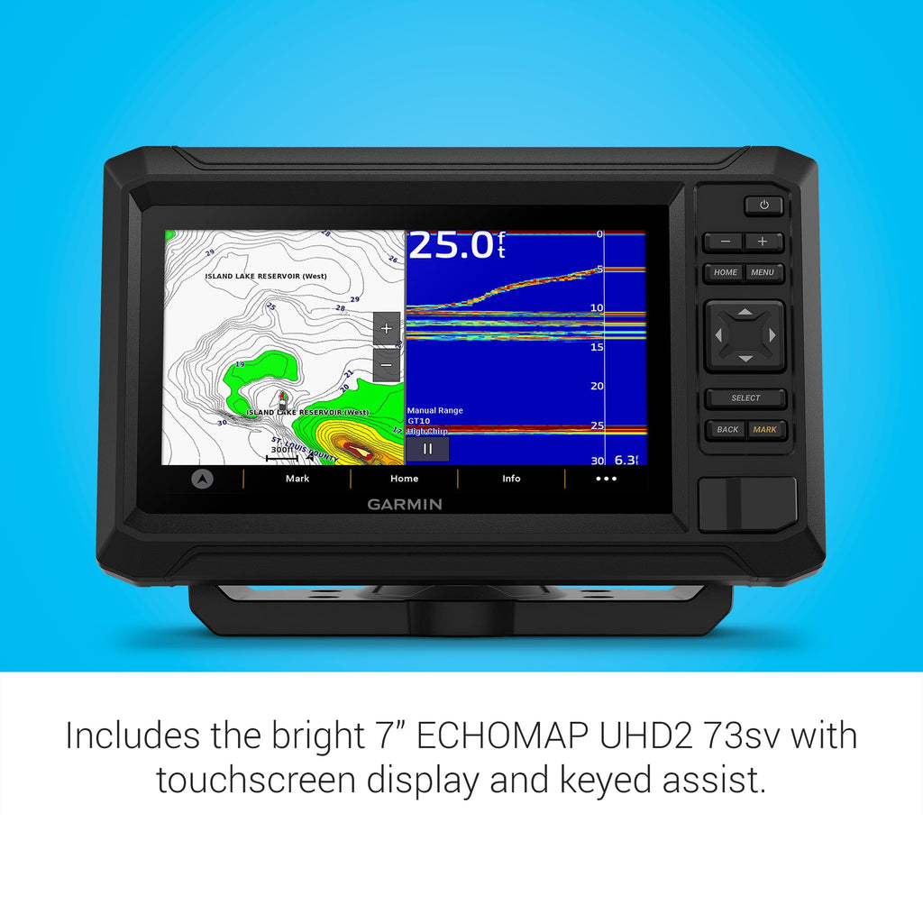 Garmin ECHOMAP UHD2 73sv 7" Ice Fishing Bundle with ECHOMAP UHD2 73sv & GT10HN-IF Transducer (010-02684-35)