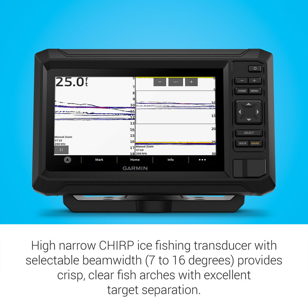Garmin ECHOMAP UHD2 73sv 7" Ice Fishing Bundle with ECHOMAP UHD2 73sv & GT10HN-IF Transducer (010-02684-35)
