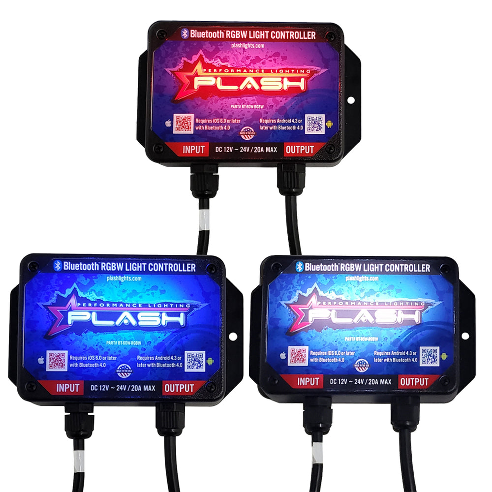 PlashLights 60W RGBW Bluetooth LED Light Controller - Waterproof | BT-60W-RGBW