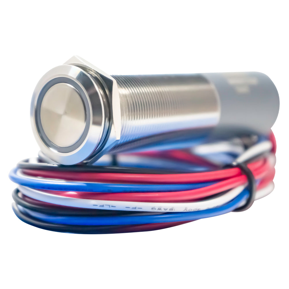 PlashLights REVERT Harsh Environment 22MM 3 Color Dual Output Push Button Switch - Stainless Steel | HPBS-DO-22-SS-M