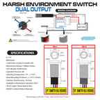 PlashLights REVERT Harsh Environment 22MM 3 Color Dual Output Push Button Switch - Stainless Steel | HPBS-DO-22-SS-M