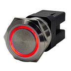PlashLights Marine Push Button Switch - Red LED - 40a - Stainless Steel - Momentary | PL22SS-M-RD