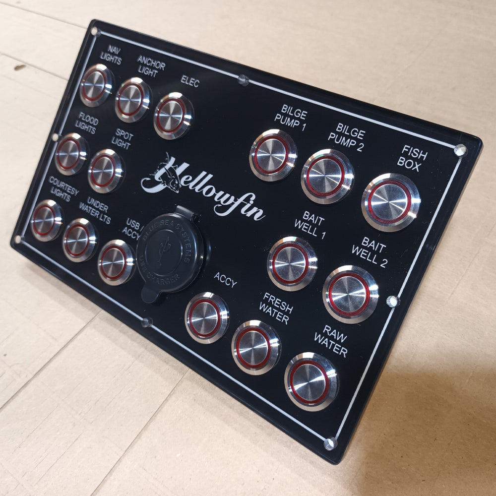 PlashLights Marine Push Button Switch - Red LED - 40a - Stainless Steel - Momentary | PL22SS-M-RD