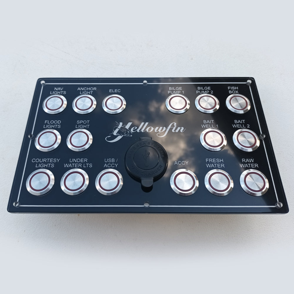 PlashLights Marine Push Button Switch - Red LED - 40a - Stainless Steel - Momentary | PL22SS-M-RD