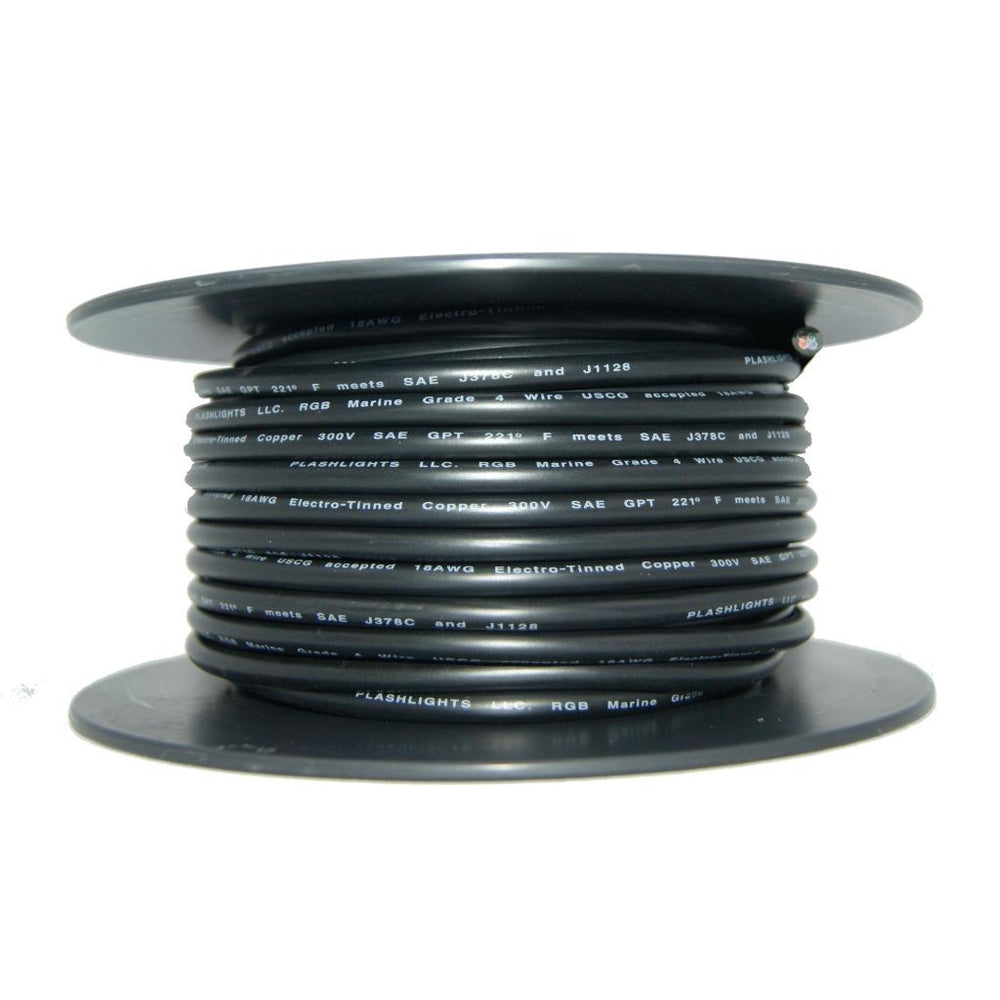 PlashLights 18awg RGB 4 Conductor Wire - 150ft Spool | PW-18/4-RGB