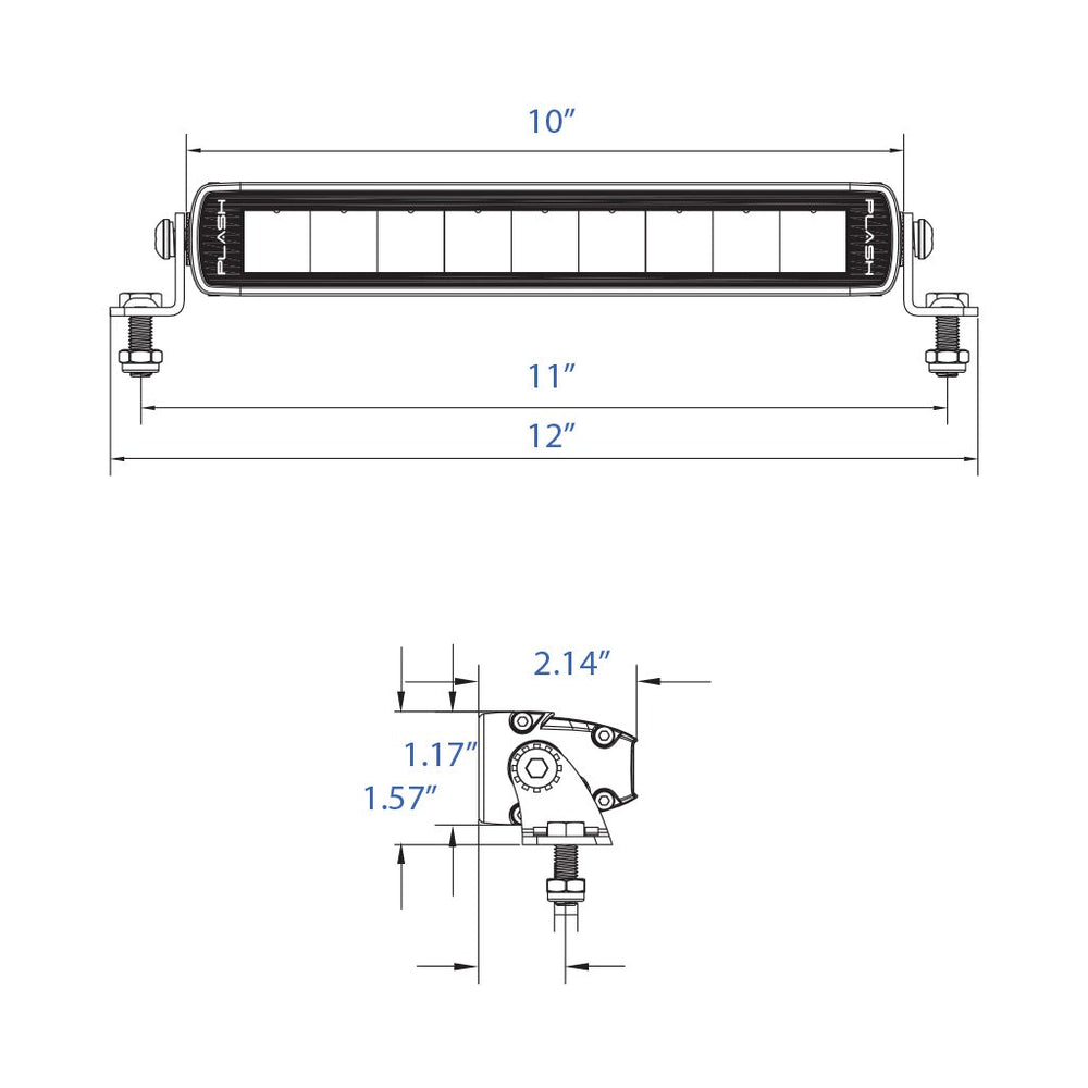 PlashLights 10" SRX 2-Series Single Row LED Light Bar - Black Housing | SRX2-10