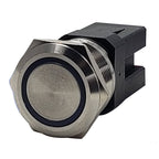 PlashLights Marine Push Button Switch - Blue LED - 40a - Stainless Steel - Momentary | PL22SS-M-BL