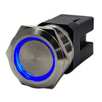 PlashLights Marine Push Button Switch - Blue LED - 40a - Stainless Steel - Momentary | PL22SS-M-BL