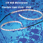 PlashLights 12v RGB Color Changing Waterproof Flexible Light Strip - Ip68 - 10' | FLS-RGB-68-10FT