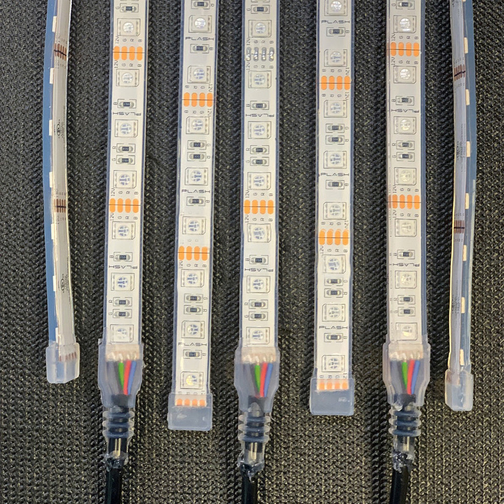 PlashLights 12v RGB Color Changing Waterproof Flexible Light Strip - Ip68 - 10' | FLS-RGB-68-10FT