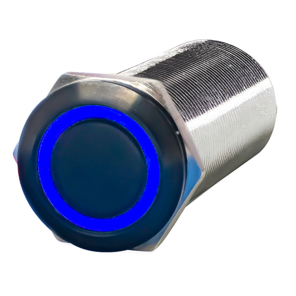 PlashLights REVERT Harsh Environment 22MM Dual Color Push Button Momentary Switch - Black | HPBS-22-BLK-M