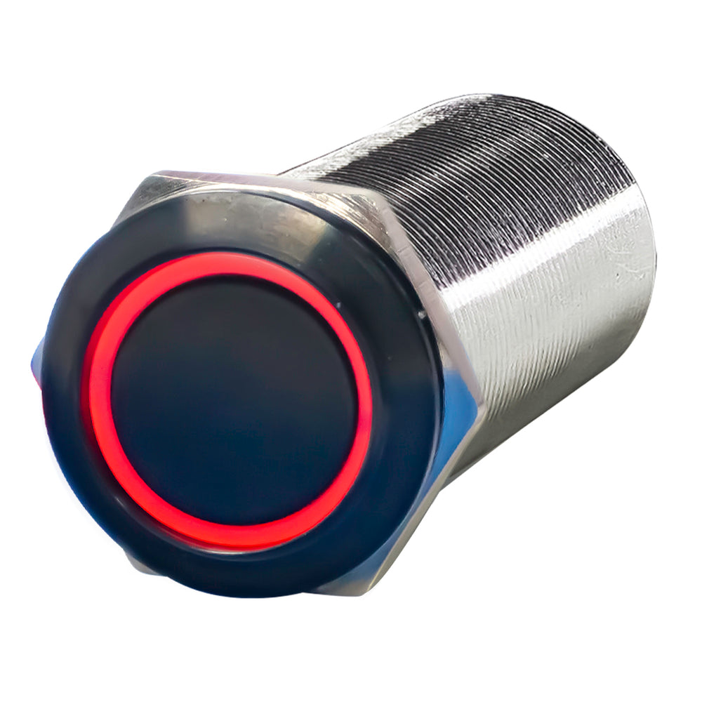 PlashLights REVERT Harsh Environment 22MM Dual Color Push Button Momentary Switch - Black | HPBS-22-BLK-M