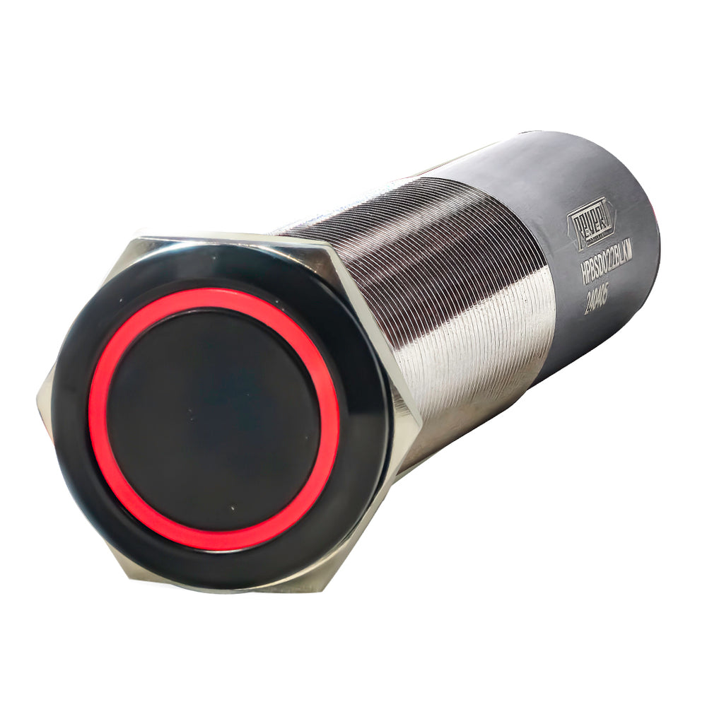 PlashLights REVERT Harsh Environment 22MM 3 Color Dual Output Push Button Switch - Black | HPBS-DO-22-BLK-M