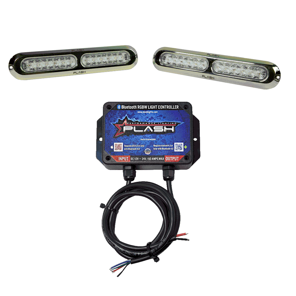 PlashLights Poquito 60W Underwater Transom Light - RGB - Pair - W/ Controller | PL-UWL-60W-RGB-K