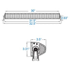 PlashLights 30" XX-Series LED Light Bar - 5W - Straight - White Housing | XX-30-5W-WHT