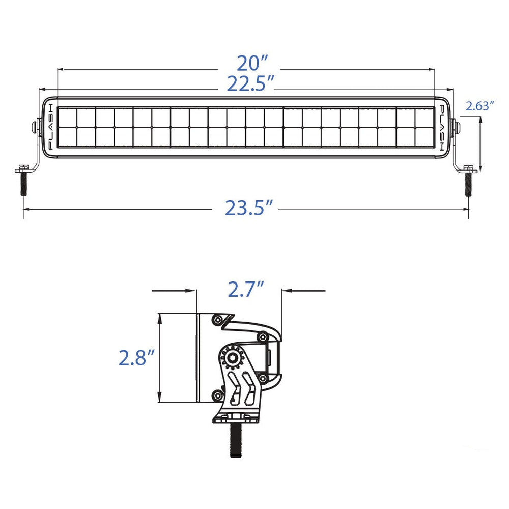 PlashLights 20" X2-Series LED Light Bar - Straight - White Housing | X2-20-WHT