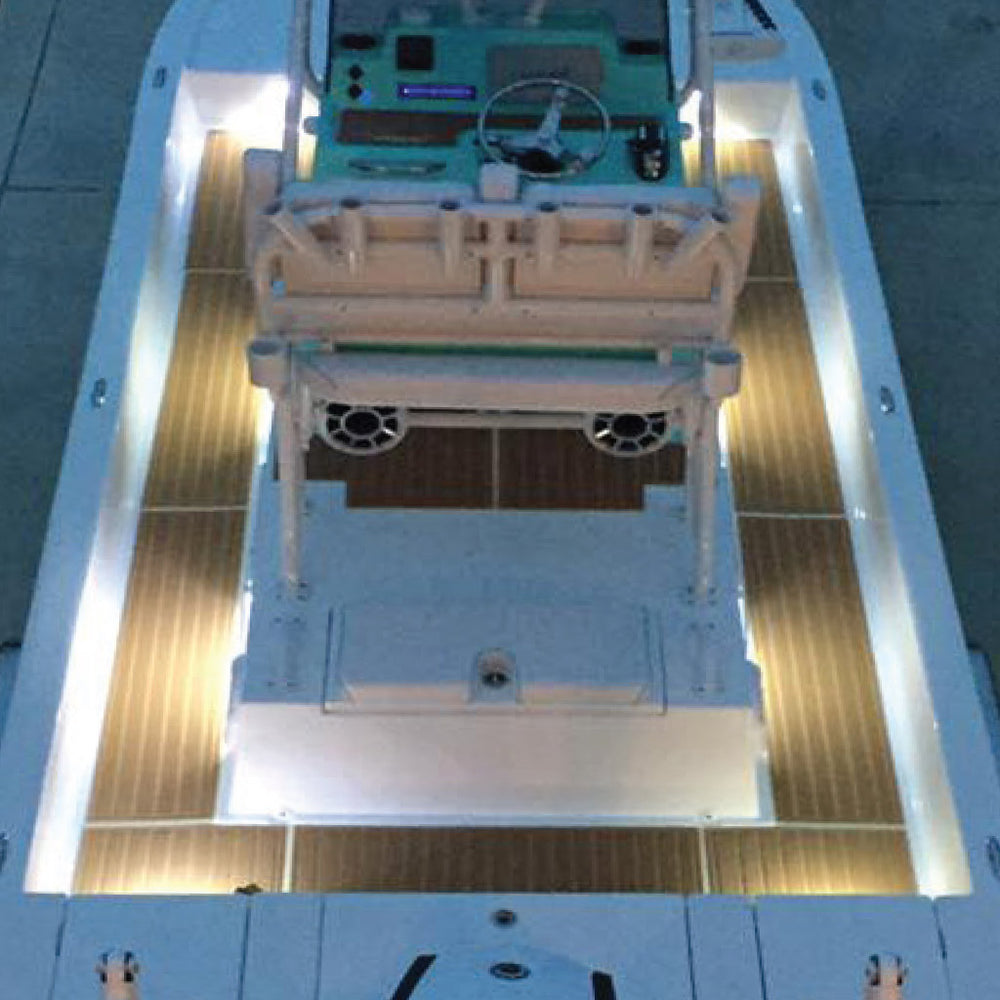 PlashLights Corpus - RGB Carbon Fiber LED Deck Light - White Housing | CF-RL-RGB-S-WHT