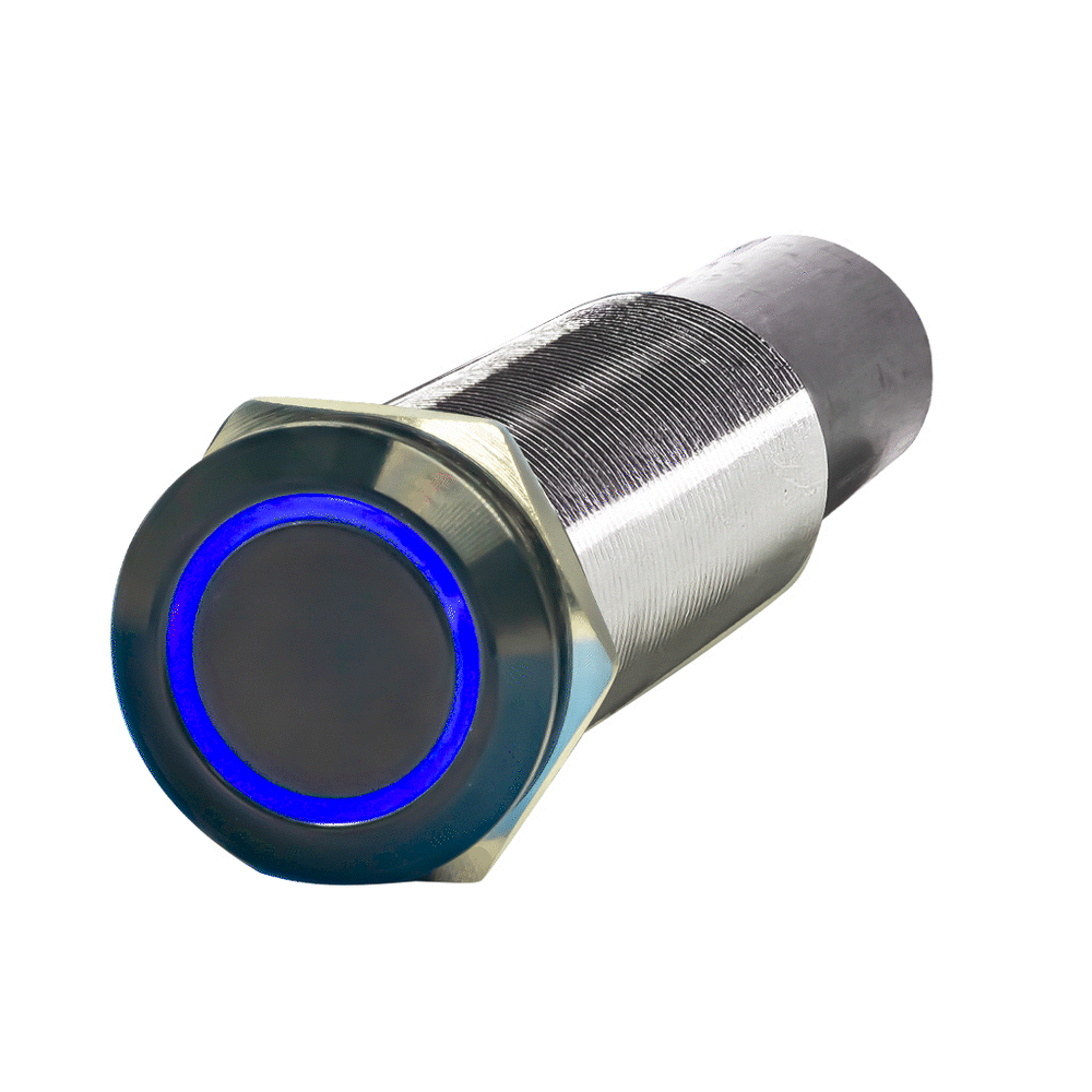 PlashLights REVERT Harsh Environment 19MM 3 Color Dual Output Push Button Switch - Black | HPBS-DO-19-BLK-M