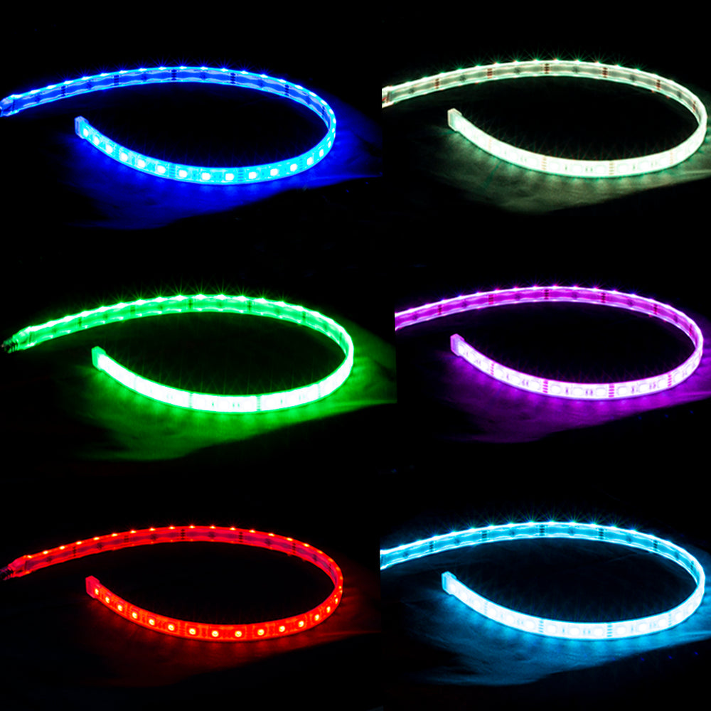 PlashLights 12v RGB Color Changing Waterproof Flexible Light Strip - Ip68 - 24' | FLS-RGB-68-24FT