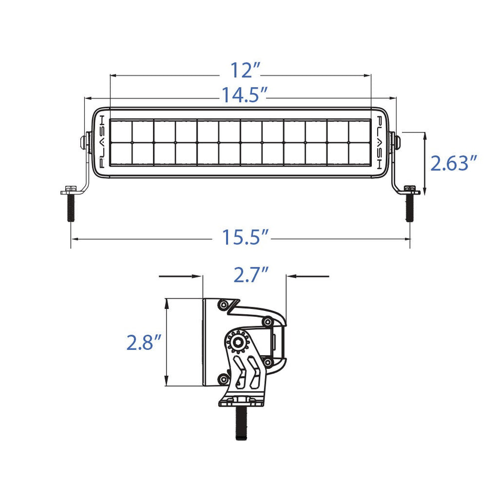 PlashLights 12" X2-Series LED Light Bar - Straight - White Housing | X2-12-WHT