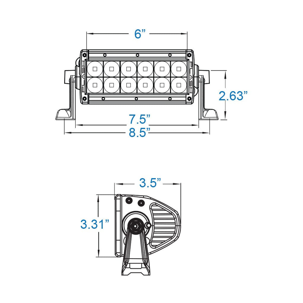 PlashLights 6" XX-Series LED Light Bar Marine White Housing (5W), Double Row Combo Beam. | XX-6-5W-WHT