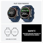 Garmin Quatix 8 51Mm AMOLED Smartwatch Titanium Bezel Captain Blue Silicone Band (010-02905-90)