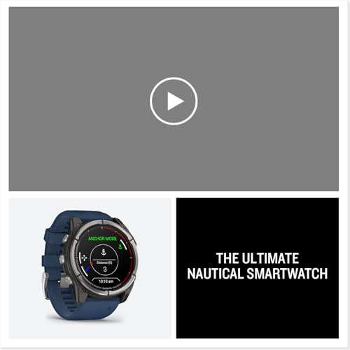 Garmin Quatix 8 51Mm AMOLED Smartwatch Titanium Bezel Captain Blue Silicone Band (010-02905-90)