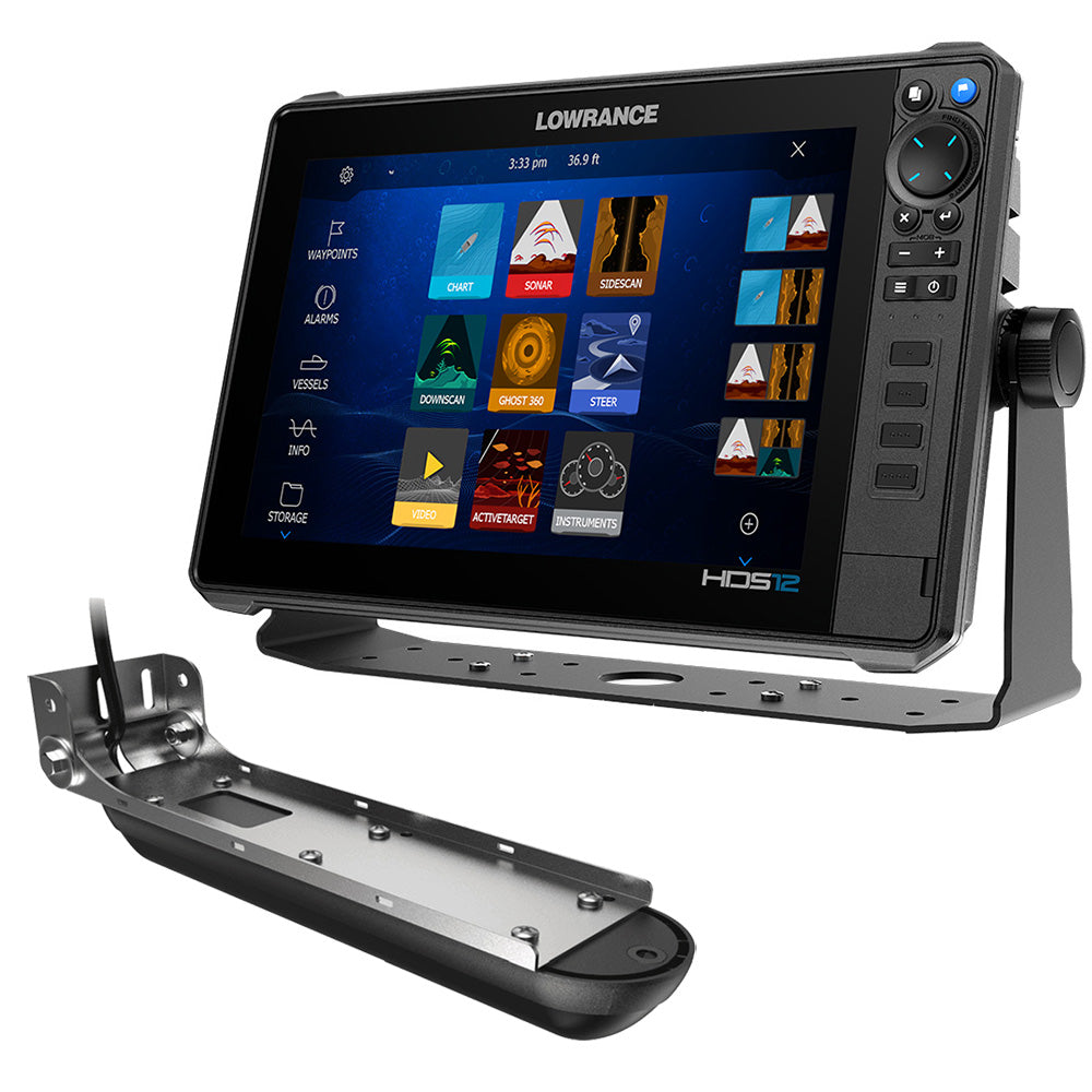 Lowrance HDS PRO 12 with Preloaded C-MAP DISCOVER OnBoard and Active Imaging 3-in-1 Transom-Mount Transducer (000-16521-001)
