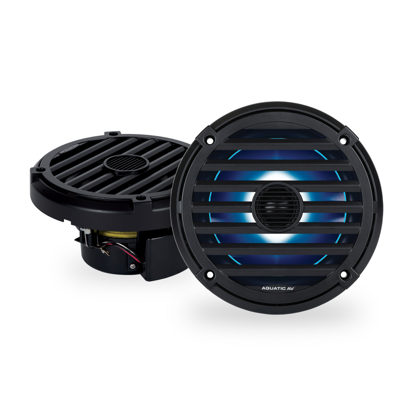 Aquatic AV EL424 ELITE 6.5" Waterproof RGB LED Marine Speakers with Classic Grills, 240W Total Power, 4 Ohm, Black, Pair