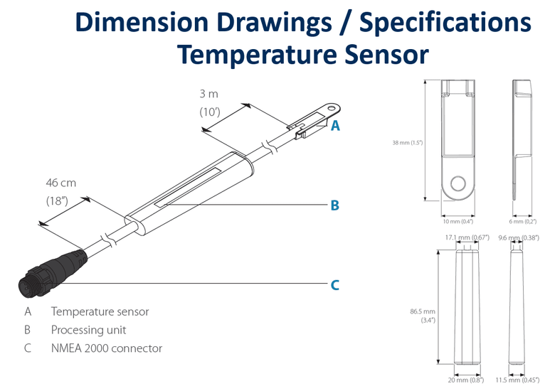 Lowrance EP-80R Transom-Mount NMEA2000 Temperature Sensor (000-11520-001)